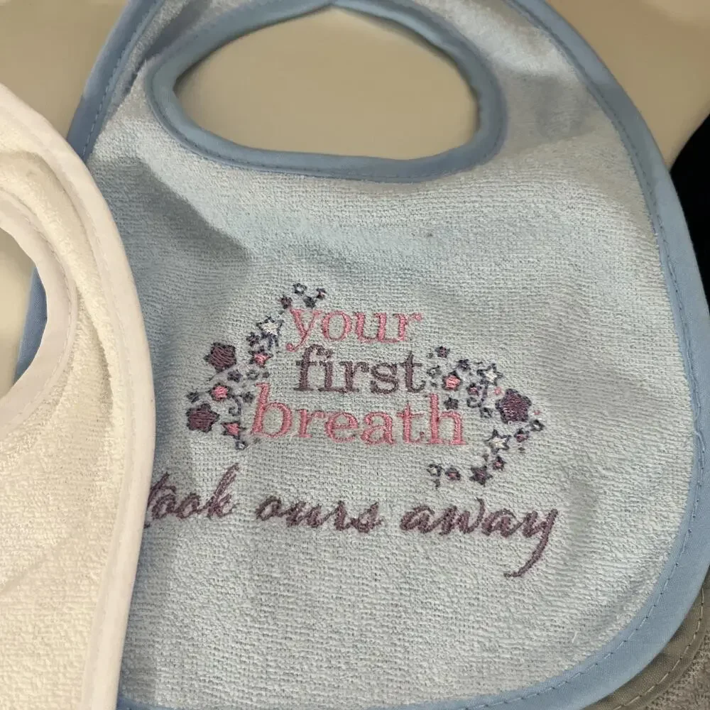Set Of 5 Custom Embroidered Baby Bibs Firsts Christmas Turkey Day Cute Spooky